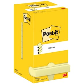 Z-notes Post-it gul 76x76 mm, PEFC, 12 blokke