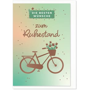 Grußkarte KOMMA³ Ruhestand, bunt, inkl. Briefumschlag