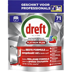 Vaatwastabletten Dreft Pro Platinum Plus, Regular, pak van 71