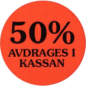 Etikett 50% avdrages i kassan 2000/RL