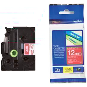 Schriftband Brother, 12 mm, 8 m, rot/weiß