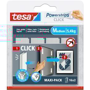 Powerstrips Tesa Click medium, draagkracht 1 kg, blister 2 x 16