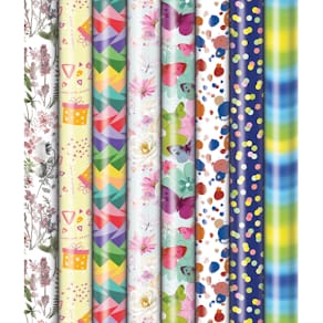 Geschenkpapierrolle ZÖWIE Präsenta 5 m x 70 cm, 10 Motive sortiet