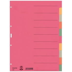 Kartonregister Leitz Blanko, A4, bunt, 10-teilig