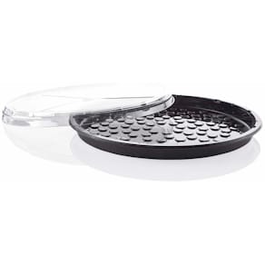 Plastbakke Færch rund Ø320 mm, PET sort, 25 mm, 1-rums, 120 stk