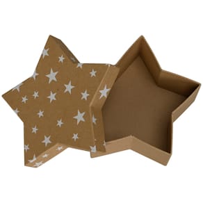 Geschenkkarton Noname Sternenform, weiß/natur, 170 x 170 x 70 mm