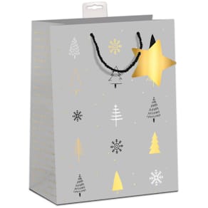 Geschenktragetasche SKORPION Weihnachten, Bäume, grau