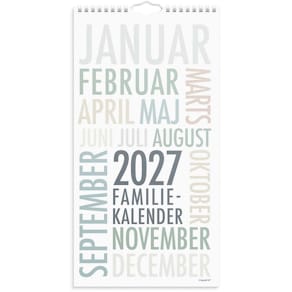 Vægkalender Mayland Familie 2027, 220x435 mm, FSC