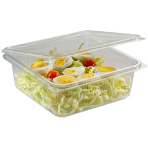 Plastbakke m/hængslet låg PET, klar, 182x142x55 mm, 400 stk