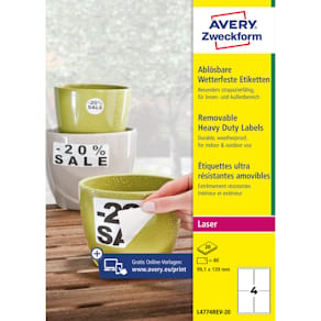 Folienetiketten Avery Zweckform, 99,1 x 139 mm, weiß
