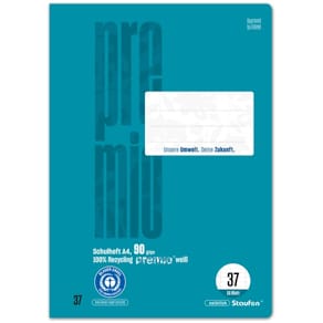 Schulheft Staufen Premio, LIN37, A4, 16 Blatt, liniert