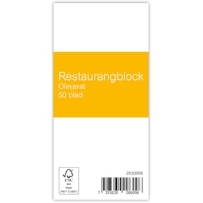 Restaurangblock 7x14,5cm 50blad olinjerad