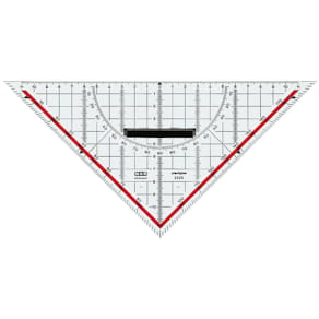 Zeichendreieck M+R, 25 cm, glasklar, Skala rot