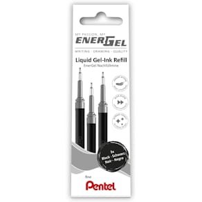 Gelblæk refill Pentel EnerGel 0,25 mm, sort, 12 stk