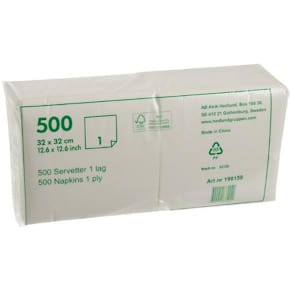 Servett 1-lags 32x32cm vit 500/fp