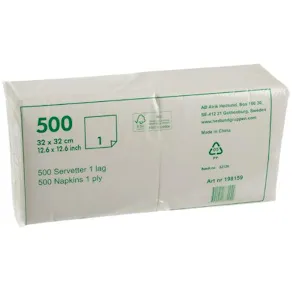 Servett 1-lags 32x32cm vit 500/fp