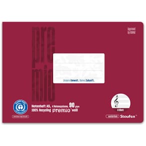 Notenheft Staufen Premio, Lin.N, A5 quer, 8 Blatt, bordeaux