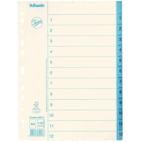 Pärmregister JOPA Papper A4 1-12, blå flik