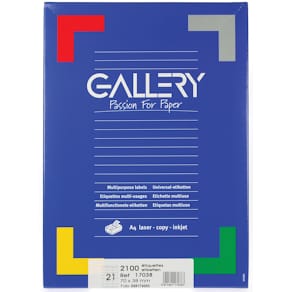 Etiketten Gallery, wit, 70 x 38 mm, rechte hoeken, 100 vel