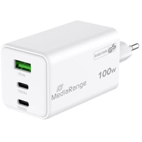 Schnellladegerät MediaRange, 1x USB-A / 2x USB-C, weiß