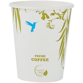 Kaffebæger, biologisk nedbrydeligt papir hvid, 8 oz plastic free