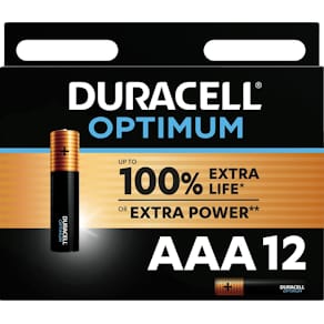 Batterij Duracell Optimum AAA, blister van 12 stuks