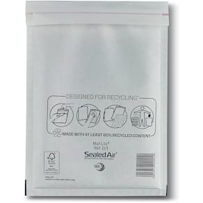 Luchtkussenenveloppen Mail Lite, wit, D/1, 180 x 260 mm, doos