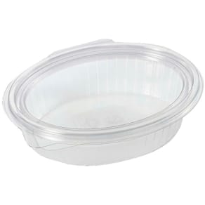 Plastbakke PlusPack RPET 370 ml, m/hængslet låg, 50 stk