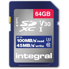 Geheugenkaart Integral SDXC V30, 64 GB