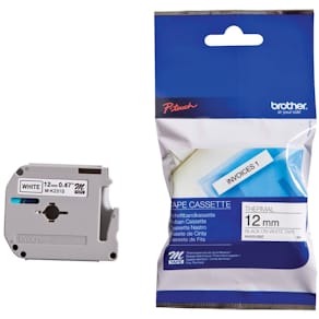 Schriftband Brother M-K231S, 12 mm x 4 m, weiß/schwarz