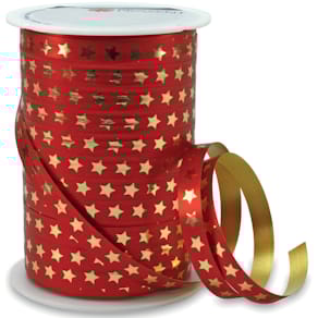 Ringelband, 10 mm x 100 m, Sternchen, rot