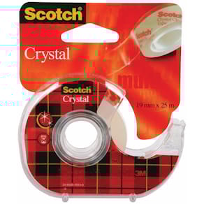 Plakband Scotch Crystal, 19 mm x 25 m, met afroller (blister)