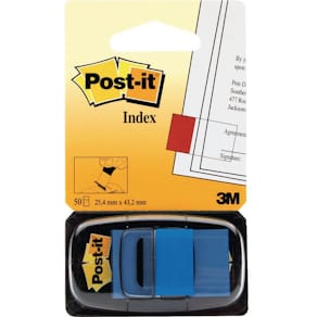 Post-It Index 680 Blå, avtagbar, 50/fp, 12fp