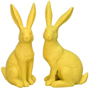 Dekofigur Osterhase Polyresin, gelb, sortiert