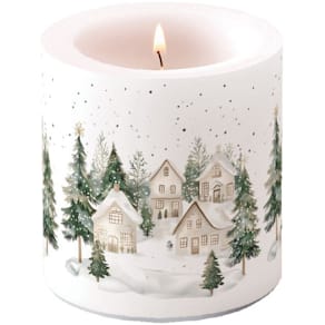 Weihnachtskerze AMBIENTE, 9 cm, verschneite Häuser