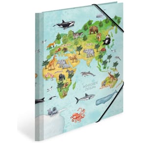 Gummizugmappe HERMA, A4, Weltkarte