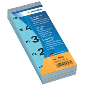 Nummernblock HERMA 1-500, blau, selbstklebend, 28 x 56 mm