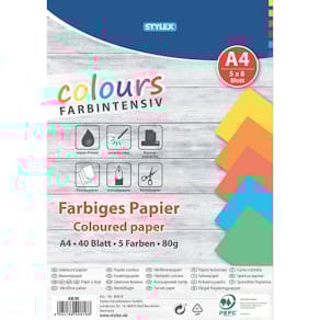 Kopierpapier Stylex, A4, 80 g/m², 40 Bl., intensivfarbig sortiert