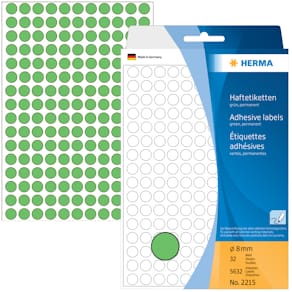 Haftetiketten HERMA, Ø 8 mm, grün