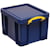 Opbergdoos Really Useful Box, 35 liter, donkerblauw met gele hand