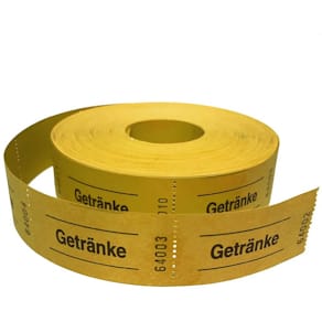 Gutscheinrolle WOLF & APPENZELLER Getränke, gelb, 57x30mm, 1000er