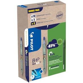 Balpen Pilot Ecoball B2P BeGreen, medium punt, 0,3 mm, 10 stuks