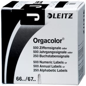 Buchstabensignal Leitz Orgacolor J, 250 Stück, schwarz