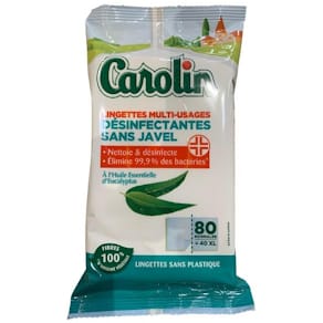 Vochtige doekjes Carolin, eucalyptus, pak van 80 stuks