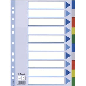 Faneblade Esselte A4, assorterede farver, 10 sæt
