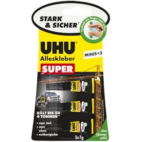 Alleskleber UHU Strong & Safe, 3x1 g