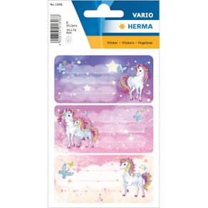 Schuletiketten HERMA Einhorn Best Friends, 18 Stück, bunt