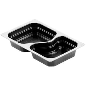 Plastbakke Duni 2-rums 1130 ml PP sort, 162x265x43 mm, 225 stk