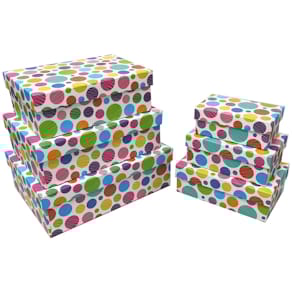 Geschenkkarton PBS Punkte, bunt, 6 Größen (rechteckig)