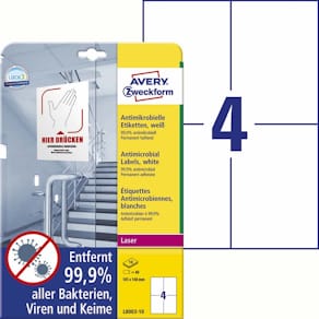 Laseretiketter Avery A6 105x148 mm hvid, 4/ark, 40 ark